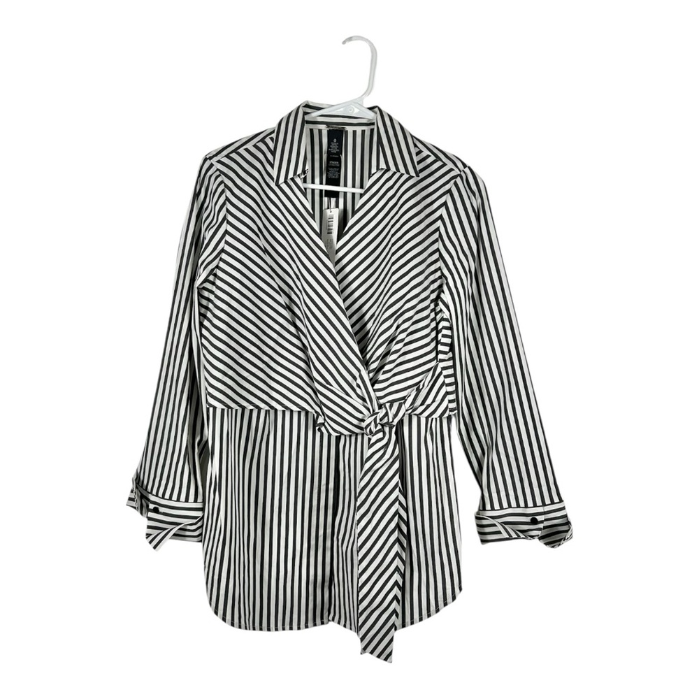 NWT Chico’s Black Label Black White‎ Stripe Side Stripe Shirt